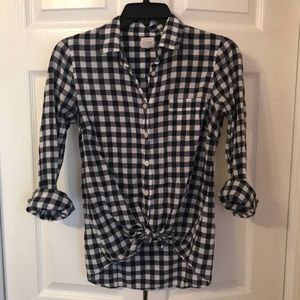 J. Crew long sleeved gingham pattern button up